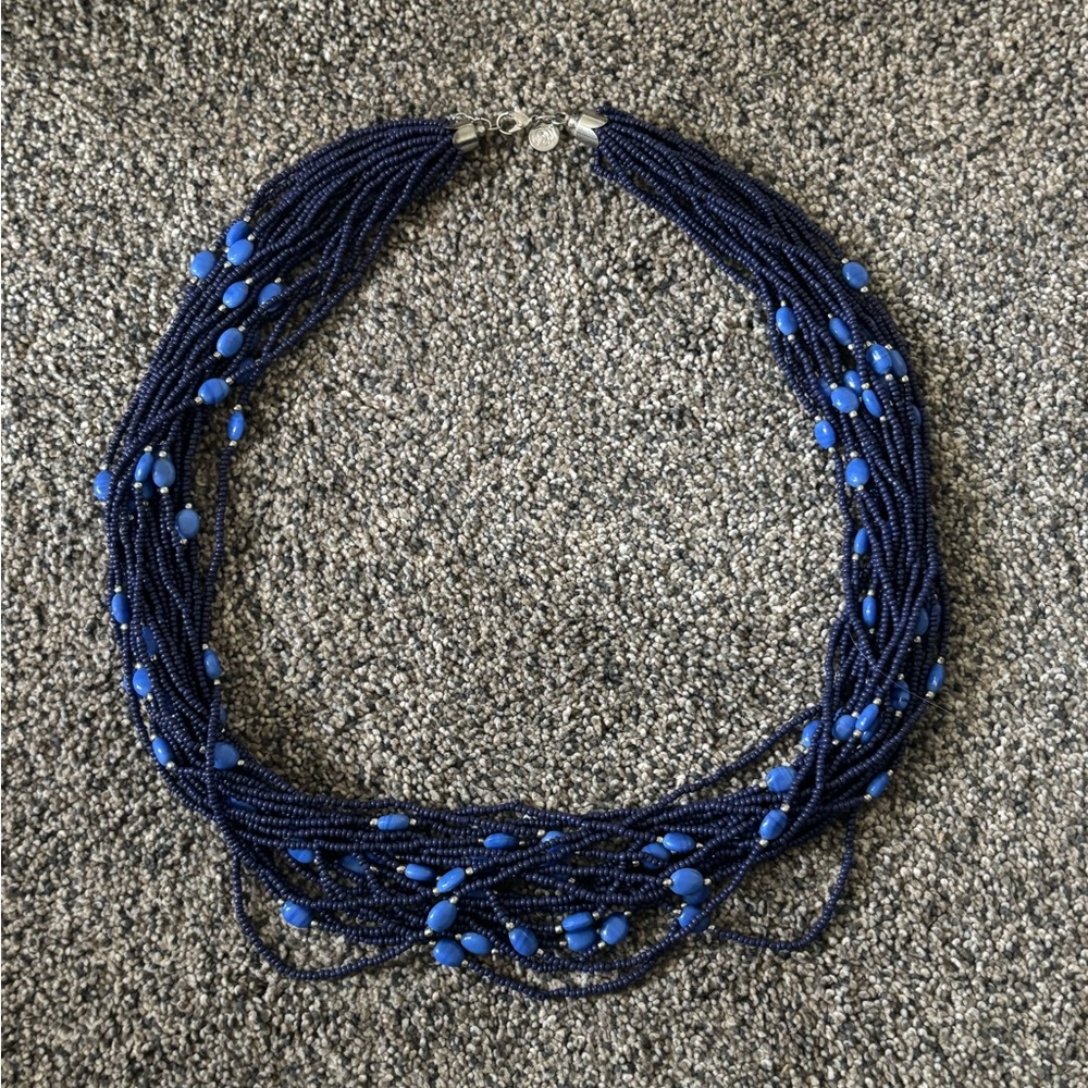 Multi strand Blue Beaded Necklace Made In India - Gorgeous